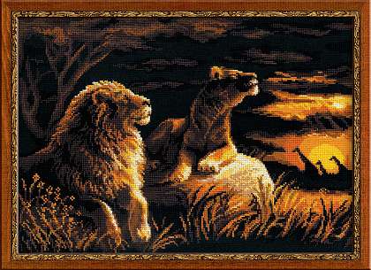 click here to view larger image of Lions in the Savannah (counted cross stitch kit)