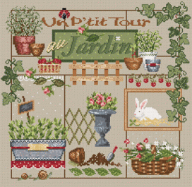 click here to view larger image of Un P'tit Tour au Jardin KIT - Aida (counted cross stitch kit)