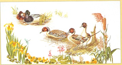 click here to view larger image of Ducks In The Marsh - Linen (counted cross stitch kit)