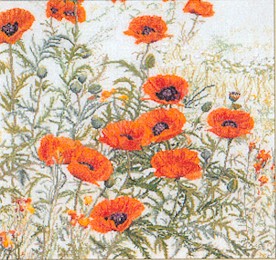 click here to view larger image of Orange Poppies - Linen (counted cross stitch kit)