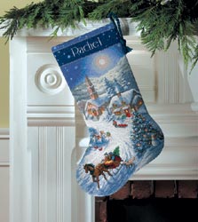 click here to view larger image of Sleigh Ride at Dusk Stocking (counted cross stitch kit)