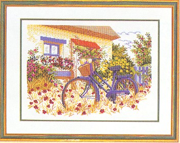 click here to view larger image of Bicycle in the Garden (counted cross stitch kit)