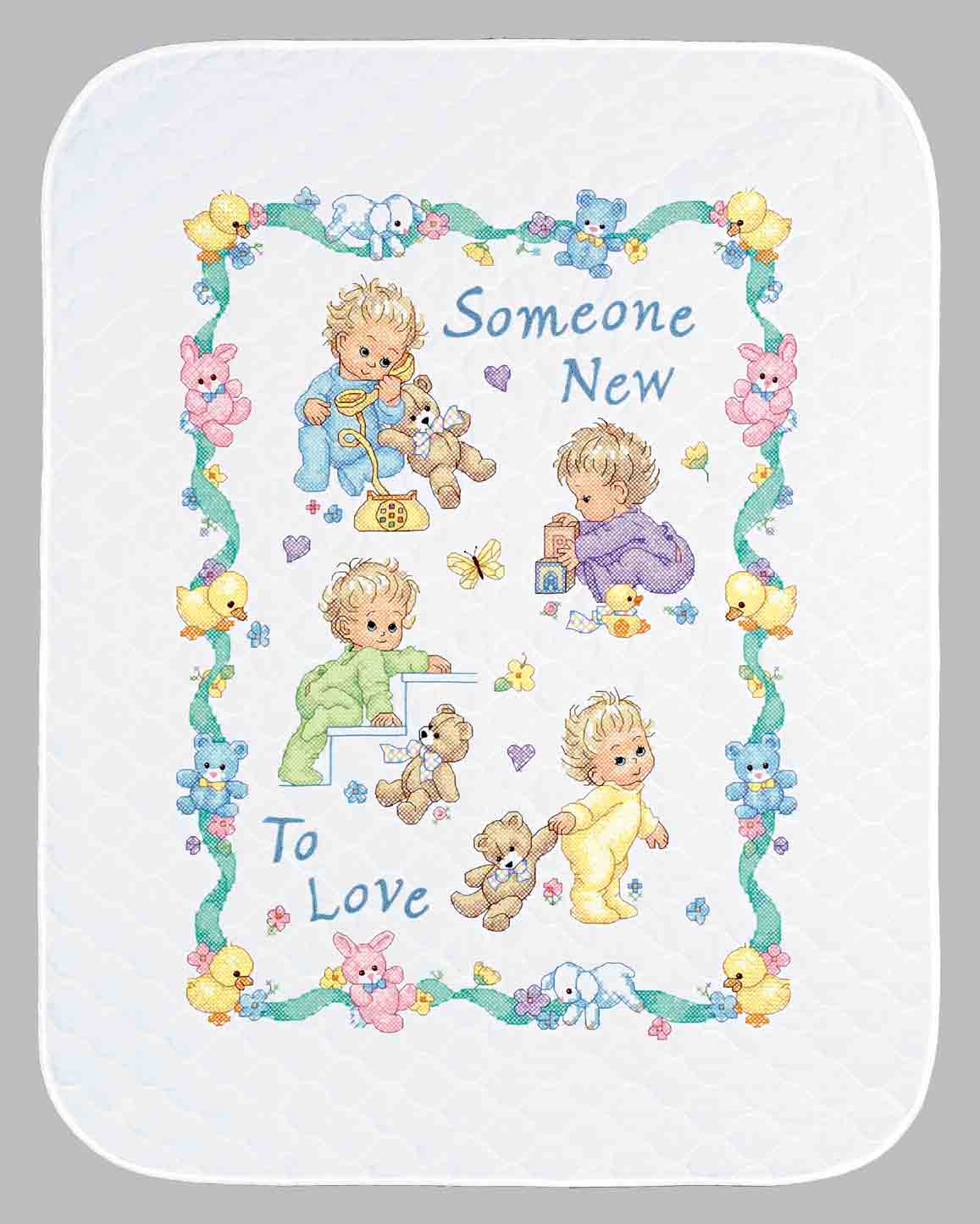 click here to view larger image of Someone New Crib Cover (stamped cross stitch kit)