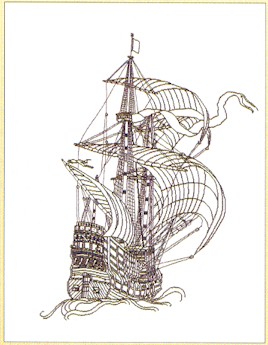 click here to view larger image of Ship Sketching (counted cross stitch kit)