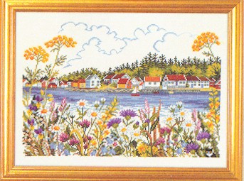 click here to view larger image of Lake Homes (counted cross stitch kit)