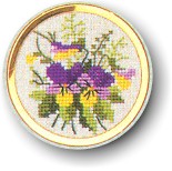 click here to view larger image of Pansy Handbag Mirror (counted cross stitch kit)