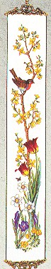 click here to view larger image of Robin & Flowers Bellpull (counted cross stitch kit)