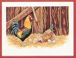 click here to view larger image of Rooster & Chickens (counted cross stitch kit)