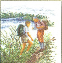 click here to view larger image of Hikers - Linen (counted cross stitch kit)