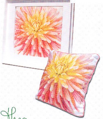 click here to view larger image of Dahlia Pillow (counted cross stitch kit)