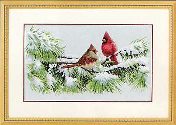 click here to view larger image of Winter Cardinals (counted cross stitch kit)