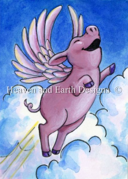 click here to view larger image of Flying Pink Piggie - Quick Stitch (chart)