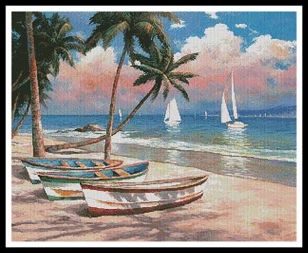 click here to view larger image of Three Boats on a Tropical Beach  (T.C. Chiu) (chart)