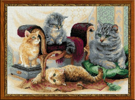 click here to view larger image of Feline Family (counted cross stitch kit)