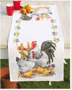 click here to view larger image of Chicken Family Table Runner (counted cross stitch kit)