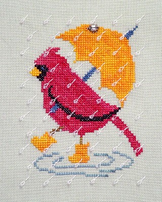 click here to view larger image of Rainy Day Cardinal (chart with charms/buttons)