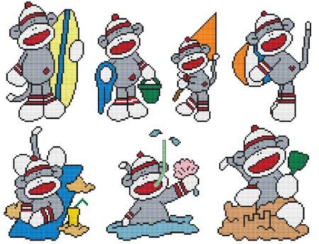 click here to view larger image of Beach Sock Monkeys (chart)
