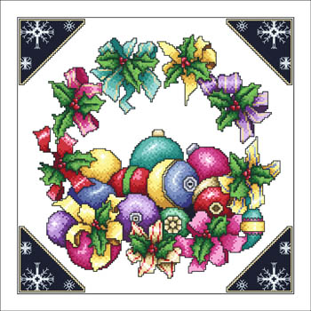 click here to view larger image of Ribbon Wreath and Ornaments (chart)