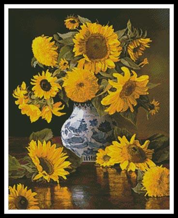 click here to view larger image of Sunflowers in a Blue and White Vase  (Christopher Pierce) (chart)