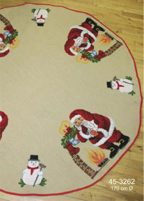 click here to view larger image of Santa Hearth Round Tree Skirt (Hardanger and Cut Work)