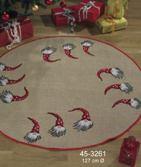 click here to view larger image of Elves Round Tree Skirt (Hardanger and Cut Work)
