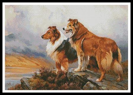 click here to view larger image of Two Collies Above A Lake  (Wright Barker) (chart)