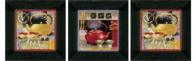click here to view larger image of Asian Tea Ceremony (Set of 3) (counted cross stitch kit)