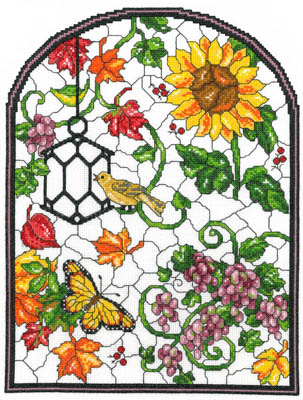 click here to view larger image of Autumn Stained Glass (counted cross stitch kit)