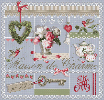 click here to view larger image of Maison de Charme KIT - Linen (counted cross stitch kit)
