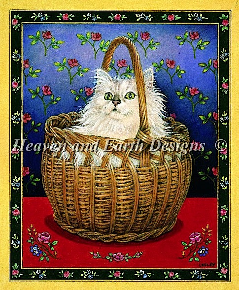 click here to view larger image of Roses Cat Bengy in Basket (chart)