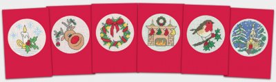 click here to view larger image of Set of 6 Red Christmas Cards by Michaela Learner & Susan Ryder (counted cross stitch kit)