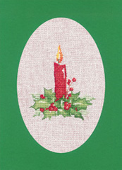 click here to view larger image of Candle - Green Christmas Cards by Sue Hill (counted cross stitch kit)