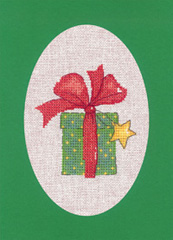 click here to view larger image of Gift - Green - Christmas Cards by Sue Hill (counted cross stitch kit)