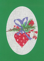 click here to view larger image of Heart - Green - Christmas Cards by Sue Hill (counted cross stitch kit)