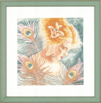 click here to view larger image of Young Woman Peacock Feathers (counted cross stitch kit)