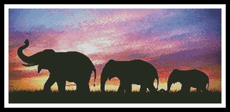 click here to view larger image of Silhouettes of Elephants Against Sunset (chart)