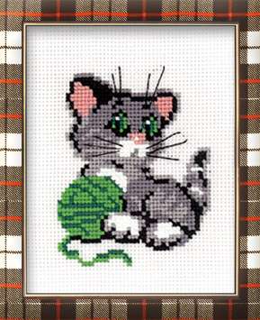 click here to view larger image of Kitten with Ball (counted cross stitch kit)