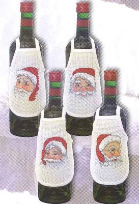 click here to view larger image of Santa Bottle Aprons (counted cross stitch kit)