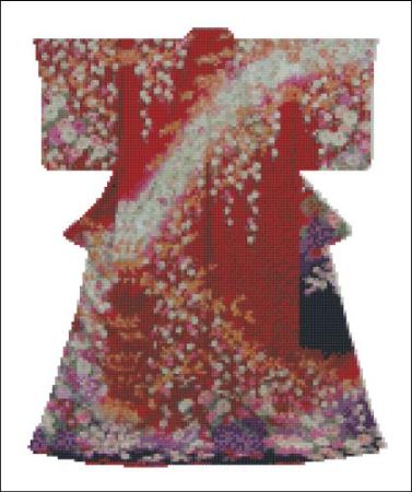 click here to view larger image of Kimono 001 - Red Floral Burst (chart)