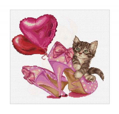 click here to view larger image of Valentine Kitten (counted cross stitch kit)