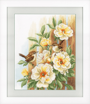 click here to view larger image of Wren on Roses (counted cross stitch kit)