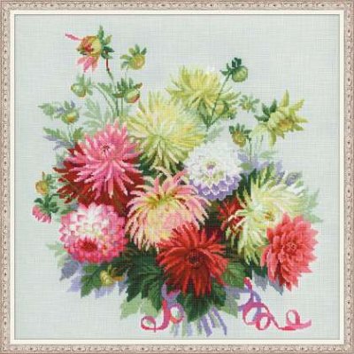 click here to view larger image of Dahlias (counted cross stitch kit)