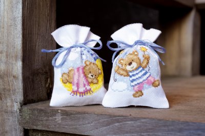 click here to view larger image of Bears at Night Potpourri Bags (set of 2) (counted cross stitch kit)