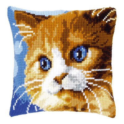 click here to view larger image of Brown Cat Pillow (counted cross stitch kit)