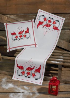 click here to view larger image of Three Elves Table Runner (counted cross stitch kit)