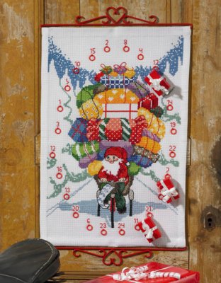 click here to view larger image of Santa Claus on Bike Advent Calendar (counted cross stitch kit)