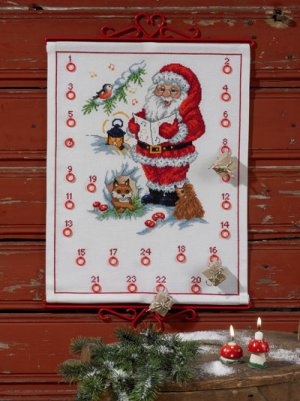 click here to view larger image of Singing Santa Claus Advent Calendar (counted cross stitch kit)