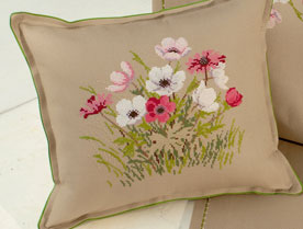 click here to view larger image of Cushion With Flowers (counted cross stitch kit)