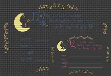click here to view larger image of Moon, Stars Baby Birth Record (chart)