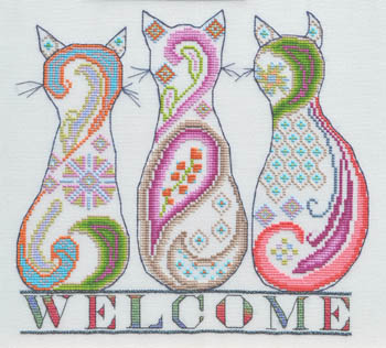 click here to view larger image of Paisley Cat Welcome (chart)